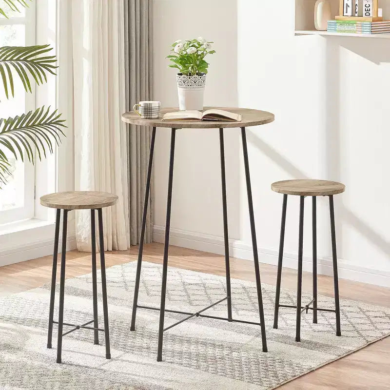 VECELO Ensemble table et 2 chaises de salle à manger, table ronde et chaises modernes hauteur comptoir pour cuisine