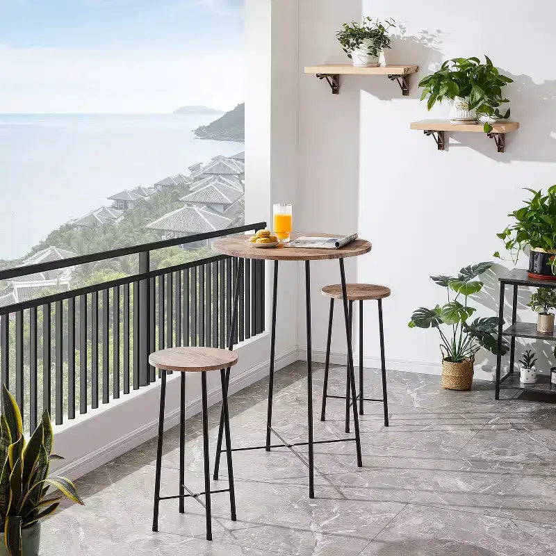 VECELO Ensemble table et 2 chaises de salle à manger, table ronde et chaises modernes hauteur comptoir pour cuisine