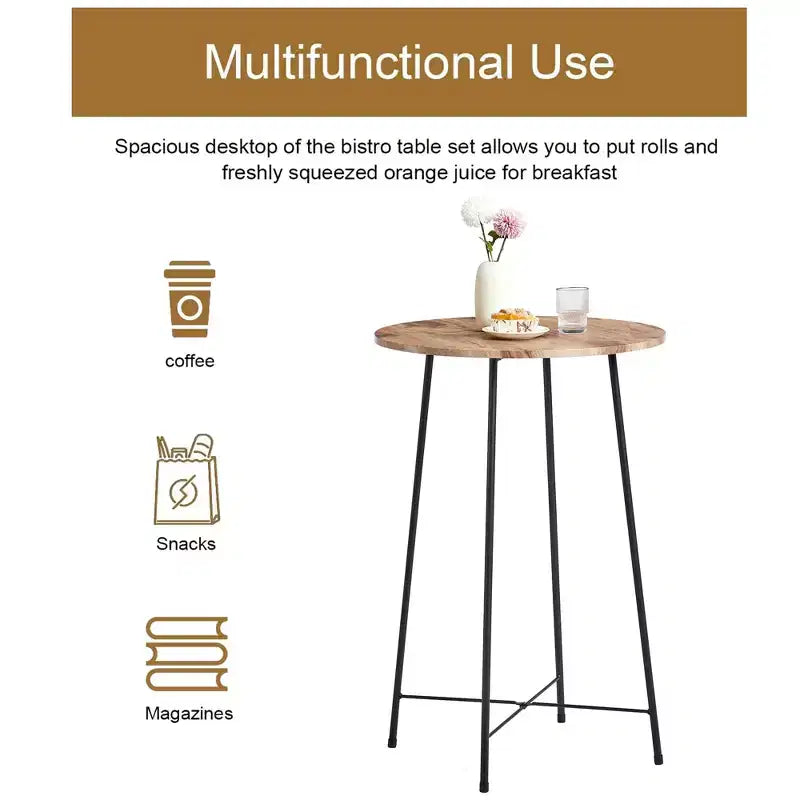 VECELO Ensemble table et 2 chaises de salle à manger, table ronde et chaises modernes hauteur comptoir pour cuisine