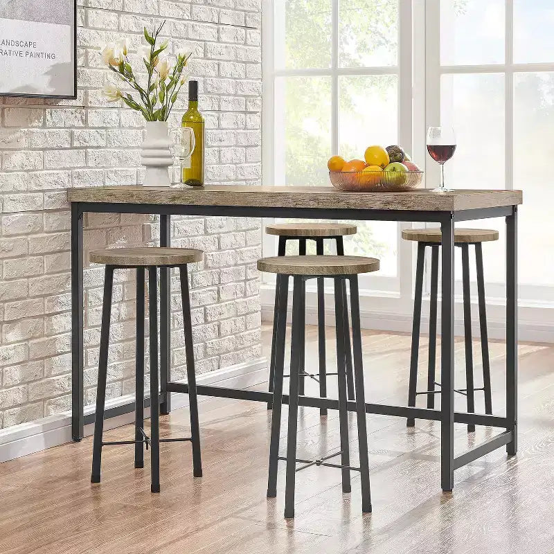 VECELO Ensemble table et 2 chaises de salle à manger, table ronde et chaises modernes hauteur comptoir pour cuisine