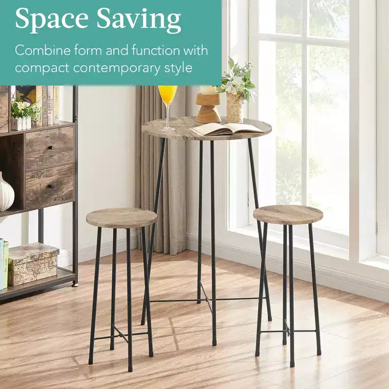VECELO Ensemble table et 2 chaises de salle à manger, table ronde et chaises modernes hauteur comptoir pour cuisine