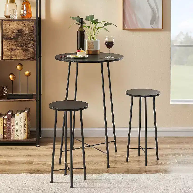 VECELO Ensemble table et 2 chaises de salle à manger, table ronde et chaises modernes hauteur comptoir pour cuisine