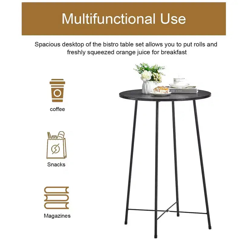 VECELO Ensemble table et 2 chaises de salle à manger, table ronde et chaises modernes hauteur comptoir pour cuisine