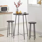 VECELO 3 Piece Dining Table Set with 2 Chairs Modern Round Counter Height Table & Chairs for Kitchen