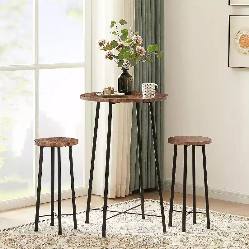 VECELO Ensemble table et 2 chaises de salle à manger, table ronde et chaises modernes hauteur comptoir pour cuisine
