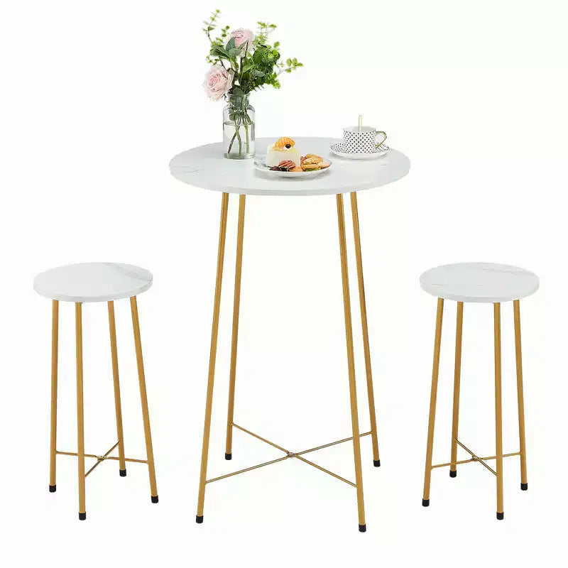 VECELO Ensemble table et 2 chaises de salle à manger, table ronde et chaises modernes hauteur comptoir pour cuisine