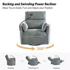 Fauteuil inclinable, pivotant et berçant Julius 38 Power Nursery avec port USB | HULALA HOME