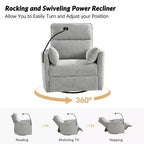 Fauteuil inclinable, pivotant et berçant Julius 38 Power Nursery avec port USB | HULALA HOME