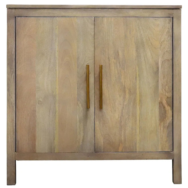 Bahut de rangement d'appoint 2 portes en bois de manguier gris cendré – Unité individuelle