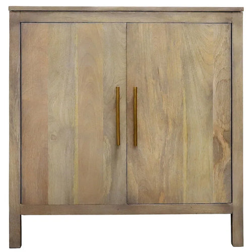 Bahut de rangement d'appoint 2 portes en bois de manguier gris cendré – Unité individuelle
