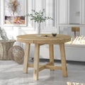 Table de salle à manger extensible ronde en bois, naturelle/espresso, avec piètement en X et rallonge de 40,6 cm – Peut accueillir jusqu'à 6 personnes