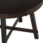 Table à manger extensible ronde en bois Naturel / Espresso avec base en X et rallonge de 40 cm – Jusqu'à 6 places