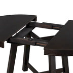 Table à manger extensible ronde en bois Naturel / Espresso avec base en X et rallonge de 40 cm – Jusqu'à 6 places