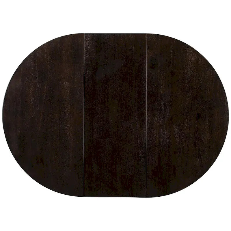 Table à manger extensible ronde en bois Naturel / Espresso avec base en X et rallonge de 40 cm – Jusqu'à 6 places