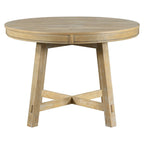 Table à manger extensible ronde en bois Naturel / Espresso avec base en X et rallonge de 40 cm – Jusqu'à 6 places