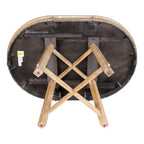 Table à manger extensible ronde en bois Naturel / Espresso avec base en X et rallonge de 40 cm – Jusqu'à 6 places