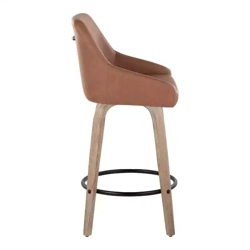 LumiSource Lot de 2 tabourets de bar hauteur comptoir Hannah en bois délavé