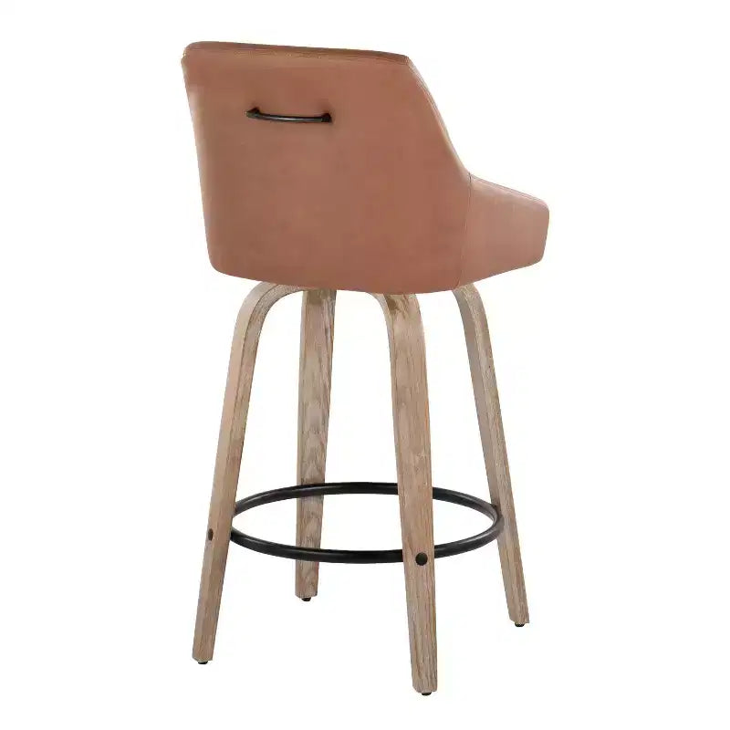 LumiSource Lot de 2 tabourets de bar hauteur comptoir Hannah en bois délavé