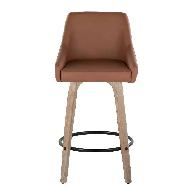 LumiSource Lot de 2 tabourets de bar hauteur comptoir Hannah en bois délavé