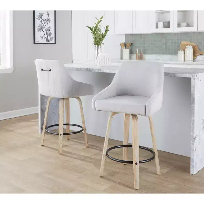 LumiSource Lot de 2 tabourets de bar hauteur comptoir Hannah en bois délavé