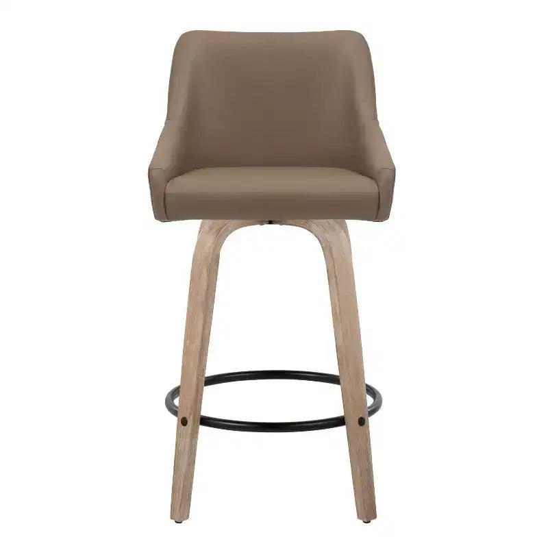 LumiSource Lot de 2 tabourets de bar hauteur comptoir Hannah en bois délavé