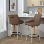 LumiSource Lot de 2 tabourets de bar hauteur comptoir Hannah en bois délavé