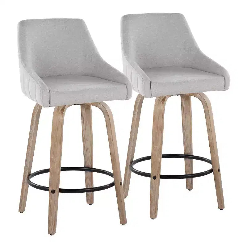 LumiSource Lot de 2 tabourets de bar hauteur comptoir Hannah en bois délavé