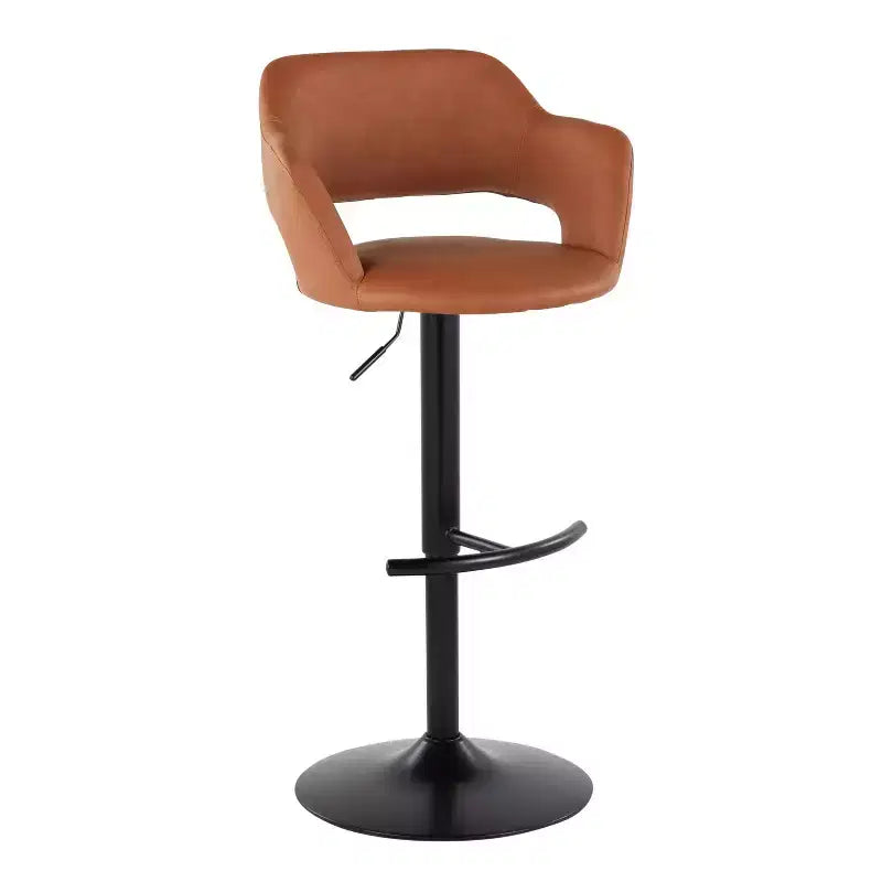 LumiSource Lot de 2 tabourets de bar réglables Margarite en similicuir noir