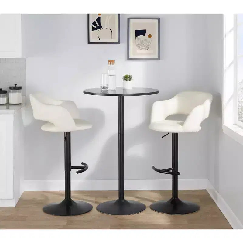 LumiSource Lot de 2 tabourets de bar réglables Margarite en similicuir noir