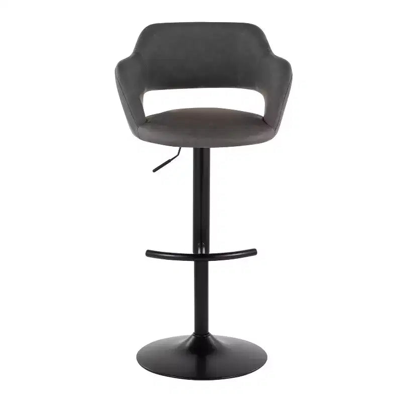 LumiSource Lot de 2 tabourets de bar réglables Margarite en similicuir noir
