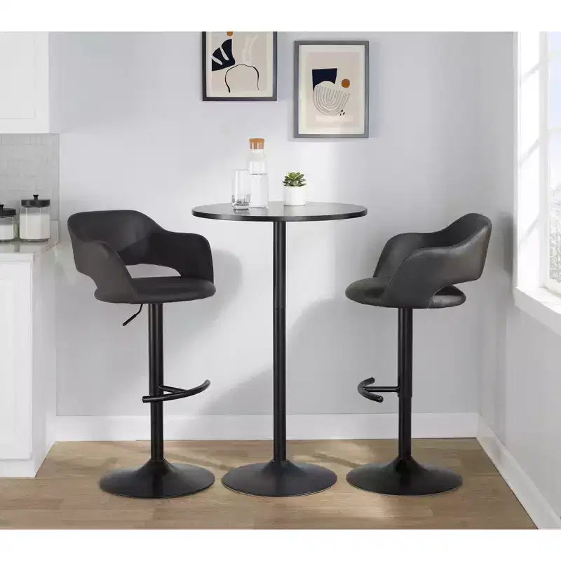LumiSource Lot de 2 tabourets de bar réglables Margarite en similicuir noir