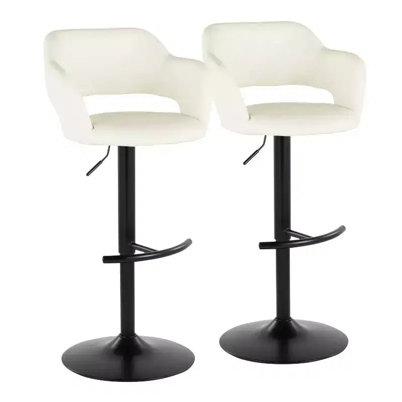 LumiSource Lot de 2 tabourets de bar réglables Margarite en similicuir noir