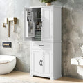 Meuble colonne de salle de bain avec 4 portes, 1 tiroir et étagère réglable – Blanc / Gris / Noir – Unité individuelle