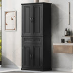 Meuble de rangement de salle de bain haut blanc/gris/noir avec 4 portes, 1 tiroir et étagère réglable – Unité individuelle