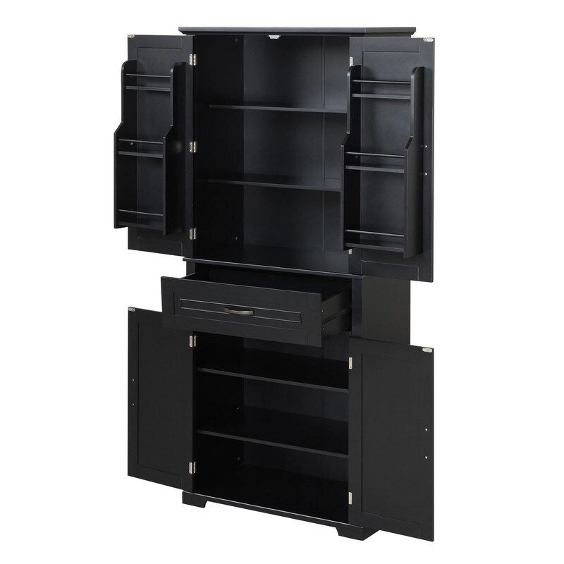 Meuble de rangement de salle de bain haut blanc/gris/noir avec 4 portes, 1 tiroir et étagère réglable – Unité individuelle