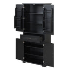 Meuble de rangement de salle de bain haut blanc/gris/noir avec 4 portes, 1 tiroir et étagère réglable – Unité individuelle