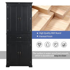 Meuble de rangement de salle de bain haut blanc/gris/noir avec 4 portes, 1 tiroir et étagère réglable – Unité individuelle