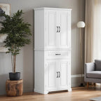Meuble de rangement de salle de bain haut blanc/gris/noir avec 4 portes, 1 tiroir et étagère réglable – Unité individuelle