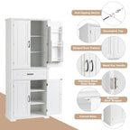 Meuble de rangement de salle de bain haut blanc/gris/noir avec 4 portes, 1 tiroir et étagère réglable – Unité individuelle