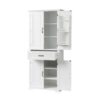 Meuble de rangement de salle de bain haut blanc/gris/noir avec 4 portes, 1 tiroir et étagère réglable – Unité individuelle