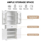 Meuble de rangement de salle de bain haut blanc/gris/noir avec 4 portes, 1 tiroir et étagère réglable – Unité individuelle