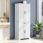 Meuble de rangement de salle de bain haut blanc/gris/noir avec 4 portes, 1 tiroir et étagère réglable – Unité individuelle