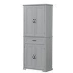 Meuble de rangement de salle de bain haut blanc/gris/noir avec 4 portes, 1 tiroir et étagère réglable – Unité individuelle