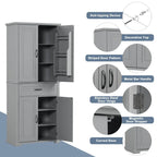 Meuble de rangement de salle de bain haut blanc/gris/noir avec 4 portes, 1 tiroir et étagère réglable – Unité individuelle