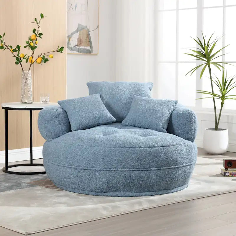 Fauteuil arrondi type « lazy sofa » – Blanc/Bleu/Gris/Jaune/Orange/Rose fuchsia/Bleu marine/Vert, modèle une ou deux places