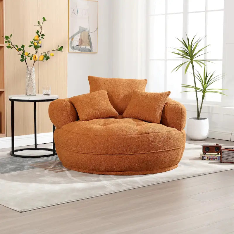 Fauteuil arrondi type « lazy sofa » – Blanc/Bleu/Gris/Jaune/Orange/Rose fuchsia/Bleu marine/Vert, modèle une ou deux places