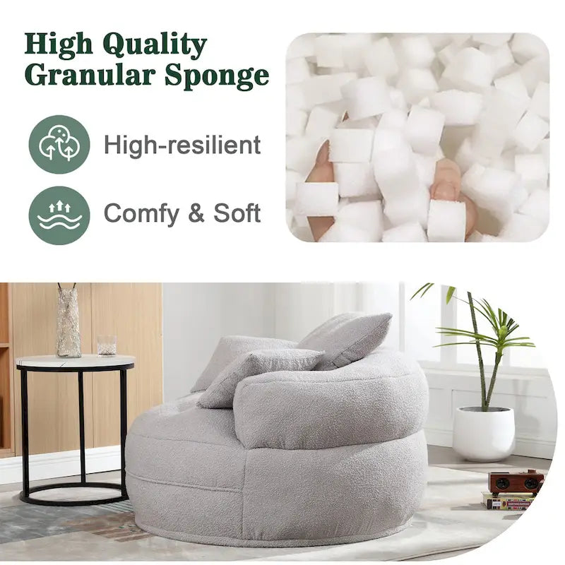 Fauteuil arrondi type « lazy sofa » – Blanc/Bleu/Gris/Jaune/Orange/Rose fuchsia/Bleu marine/Vert, modèle une ou deux places