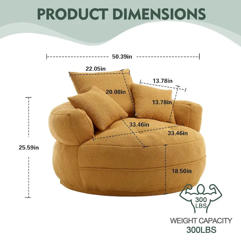 Fauteuil arrondi type « lazy sofa » – Blanc/Bleu/Gris/Jaune/Orange/Rose fuchsia/Bleu marine/Vert, modèle une ou deux places