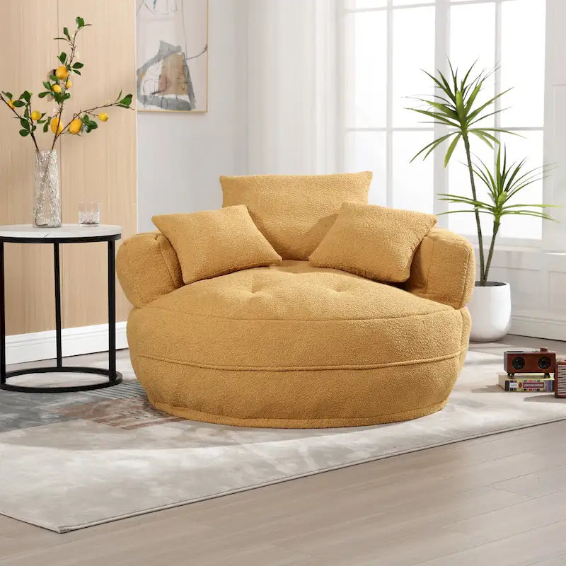 Fauteuil arrondi type « lazy sofa » – Blanc/Bleu/Gris/Jaune/Orange/Rose fuchsia/Bleu marine/Vert, modèle une ou deux places