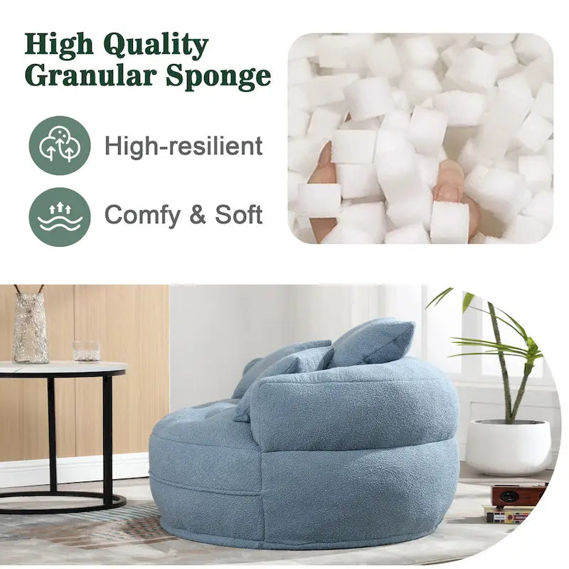 Fauteuil arrondi type « lazy sofa » – Blanc/Bleu/Gris/Jaune/Orange/Rose fuchsia/Bleu marine/Vert, modèle une ou deux places